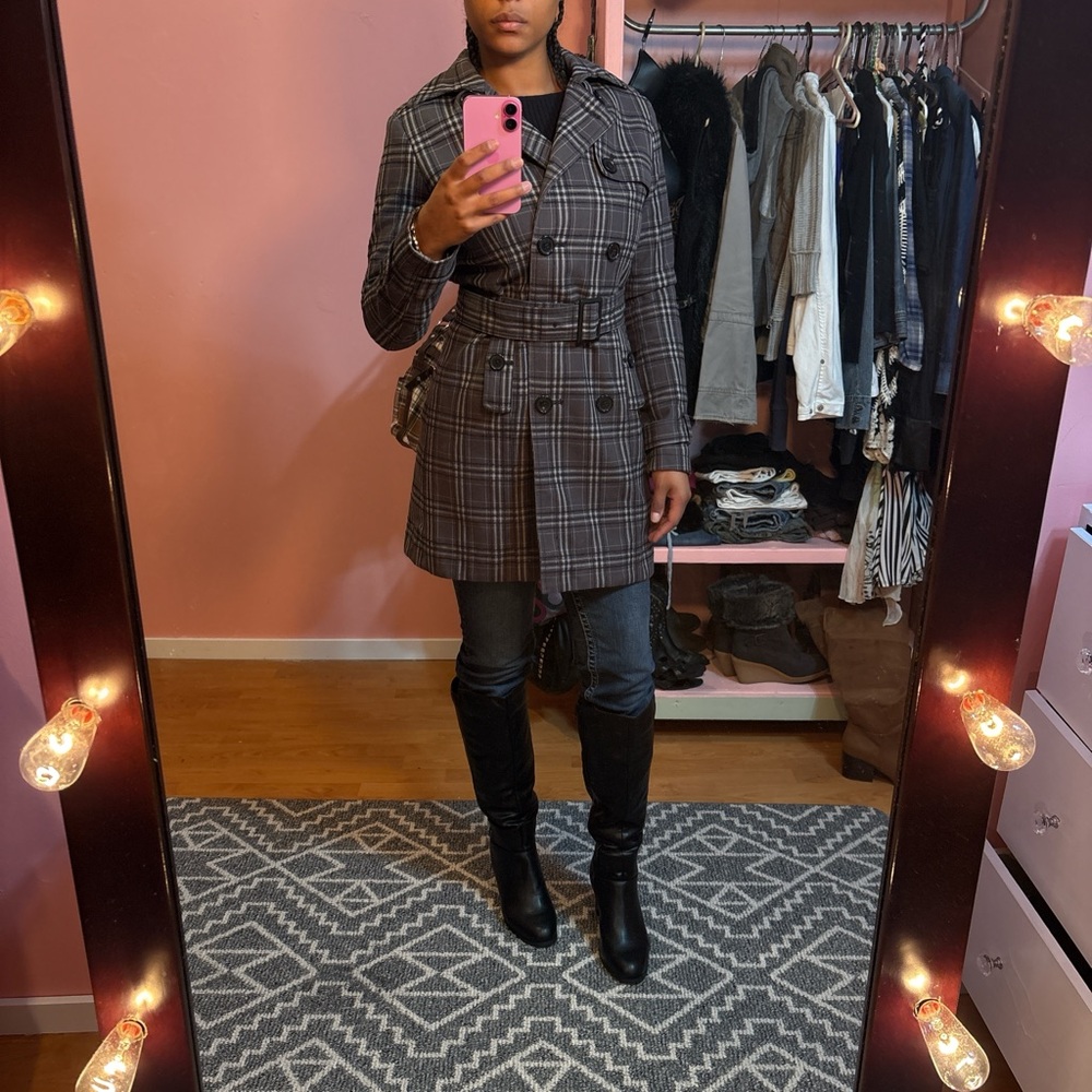 Jacob Plaid trench coat